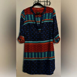 Laundry by Shelli  Segal Womens Geometric Print‎ 3/4 Rollable Sleeves Sz 4 Dress